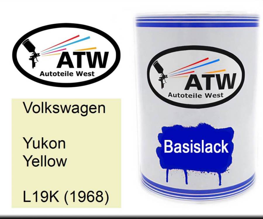 Volkswagen, Yukon Yellow, L19K (1968): 500ml Lackdose, von ATW Autoteile West.